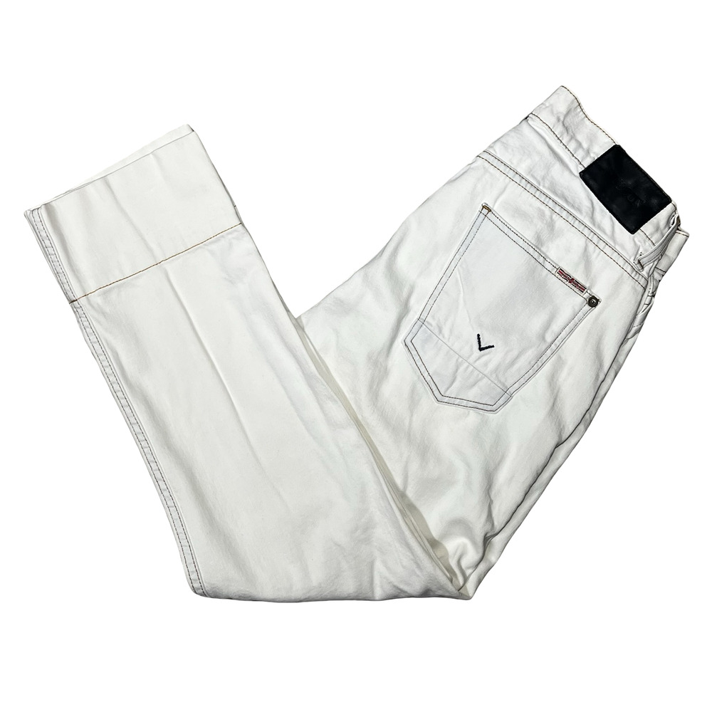Hudson Jeans Mens 29 White Sartor Slouchy Cropped Button Fly‎ Stretch M755DEY